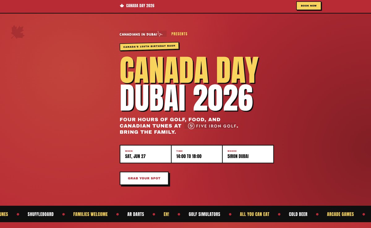 Screenshot of the Canadians in Dubai website